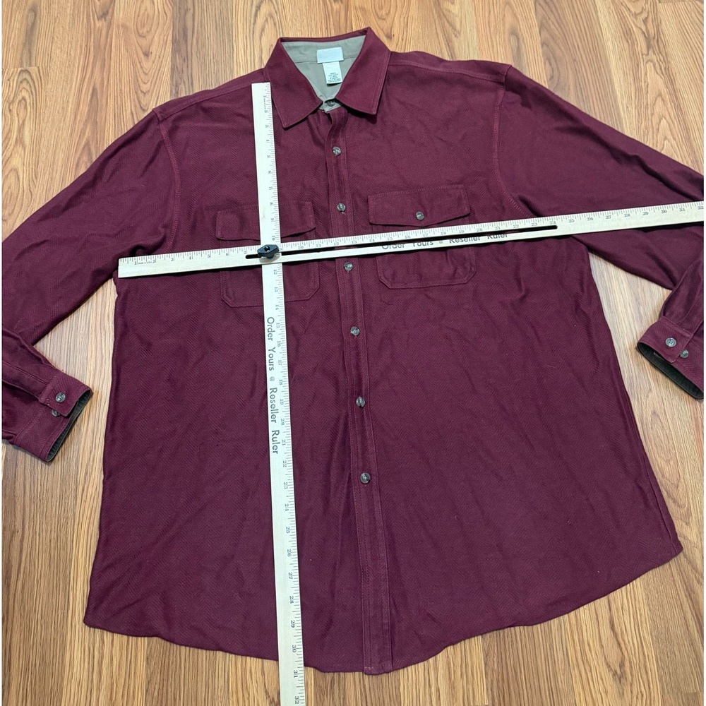 L.L.Bean Shirt Mens Large Chamois Cloth Workwear Button Front Red - Picture 11 of 11